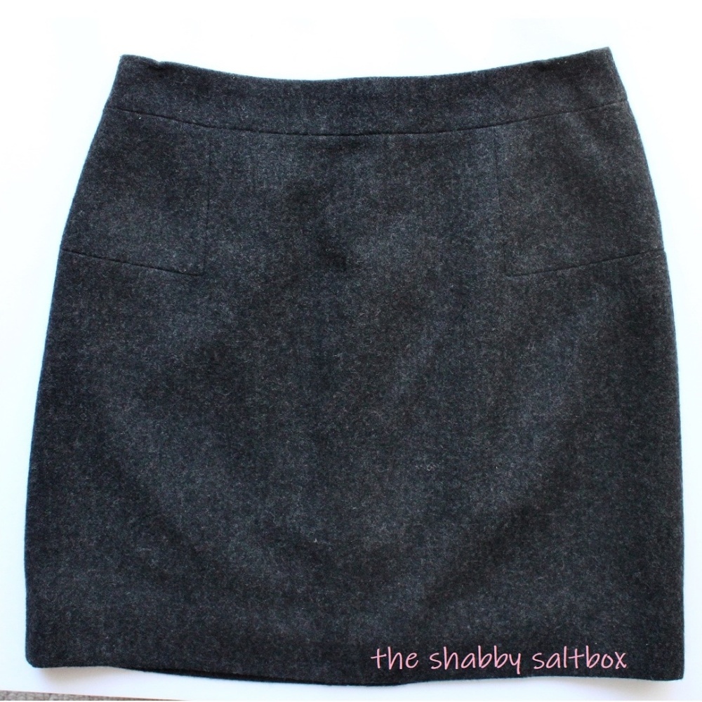 J. Crew No 2 Skirt Wool Gray Lined Short Pencil Fully Lined Charcoal Mini